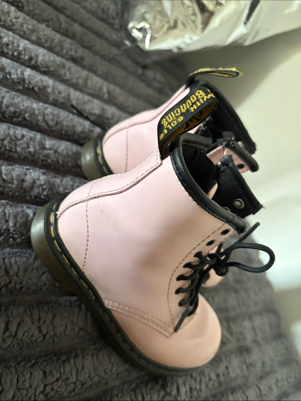 Dr. Martens Kids Pink Leather Lace-Up Ankle Boots